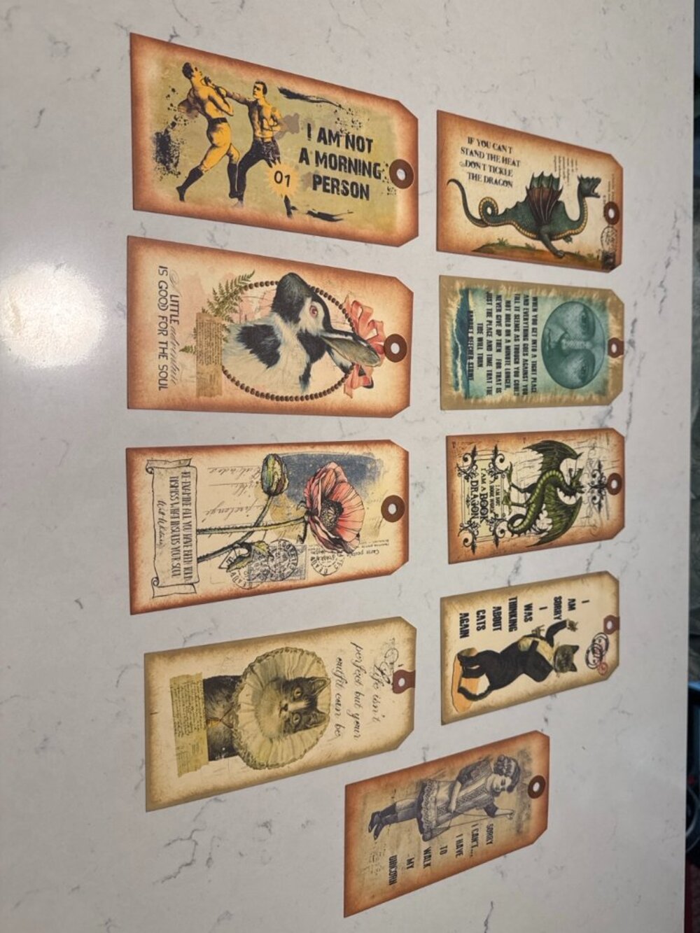 In the Land of Elsewhere Small Vintage-Style Decorative Art Tags – Lot of 9